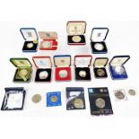 Various coins, a 90th Birthday silver proof crown Queen Mother, anniversary of the coronation crown,