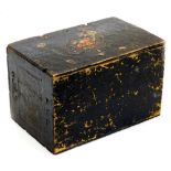 A Colman's Mustard advertising box, of rectangular form, ebonised and painted with a floral scene,