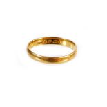 A 22ct gold wedding band, of plain circular form, size Q, 3.4g.