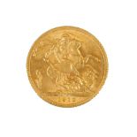 A George V gold full sovereign, 1912.