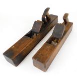 An early 20thC jack plane, of rectangular form, and another marked Cook, 44cm wide.