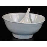 A Chinese bowl and spoon from the Tek Sing Cargo, bears Nagel Auction labels, 15.5cm diameter.