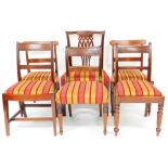 Various 19thC mahogany dining chairs, Chippendale style ribbon backed splat dining chair, etc., each