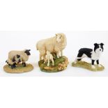 An Aynsley MasterCraft ewe and lamb figure group, 14cm high, Coalport handpainted black faced