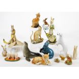 Various USSR figure groups, etc., to include seal, 12cm high, lion cub, Border Fine Arts kitten,