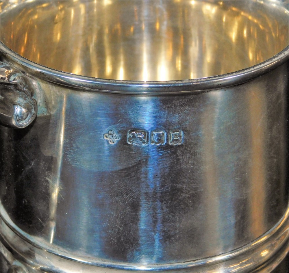 A George V silver mug, with cylindrical body, acanthus capped ear handle, circular foot, London - Image 2 of 2