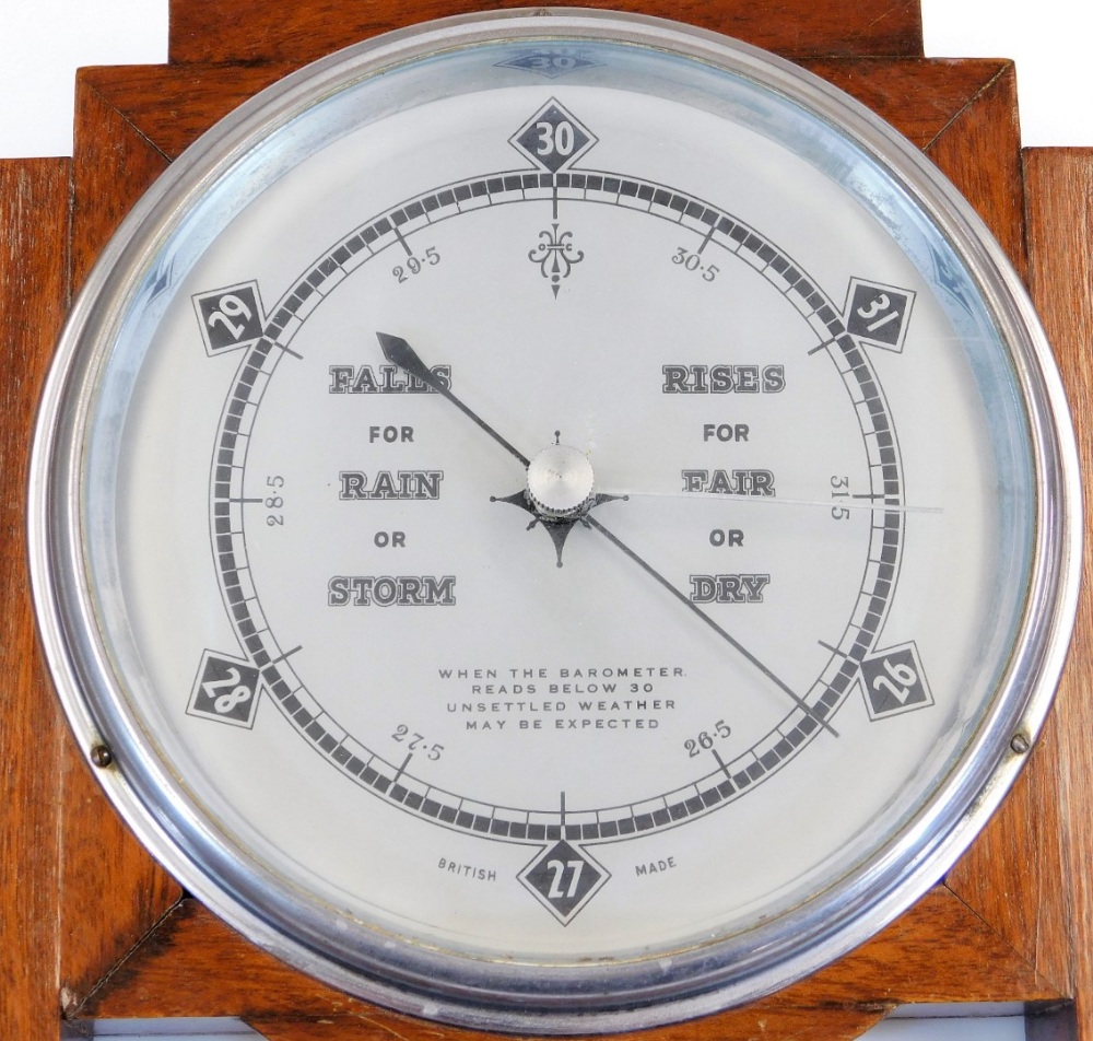 A mid 20thC Art Deco design barometer, with 17cm diameter chrome plated dial in a stepped case, 23cm - Image 2 of 3