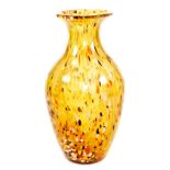 A vintage Art glass vase, of shouldered form with trumpet stem, spot decorated predominately in