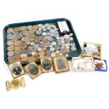 Various coins, Victorian, Edwardian, George V and VI pennies, portrait daguerrotypes, etc. (a