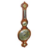 A 19thC five dial rosewood case banjo barometer, with 24cm diameter silvered main dial, with