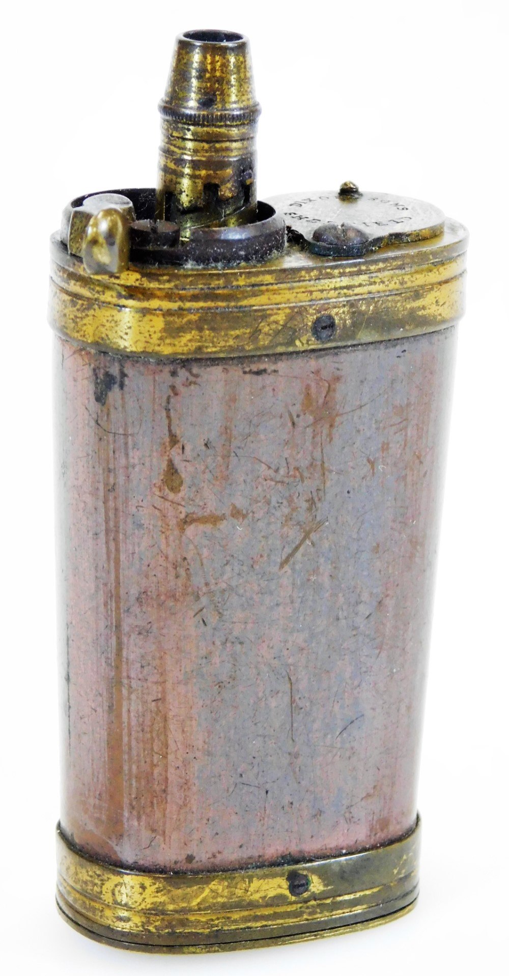 A 19thC Dixon & Sons three way shot flask, of small proportion in copper and brass with