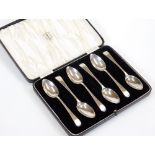 A set of six Edwardian silver spoons, old English pattern, initialled with plain bowls, London 1905,