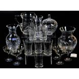Various crystal, a Stuart Crystal vase 22cm high, various other vases, crystal glassware, Babycham