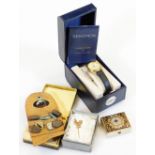 Various jewellery, a cockerel headed stick pin 3cm high, a quartz water resistant wristwatch, with