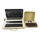 A 20thC Olympia Splendid 33 typewriter, in cream with burgundy keys, in fitted case, marked made