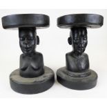 An African tribal stand, with plain circular top, nude quarter length figure stem and plain circular