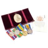 A World War I medal duo, campaign and victory medals, similarly marked 775787 DVR F Hunter RA and