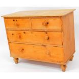 A 19thC pine chest, of two short and two long drawers on shaped feet, 79cm high, 94cm wide, 47cm