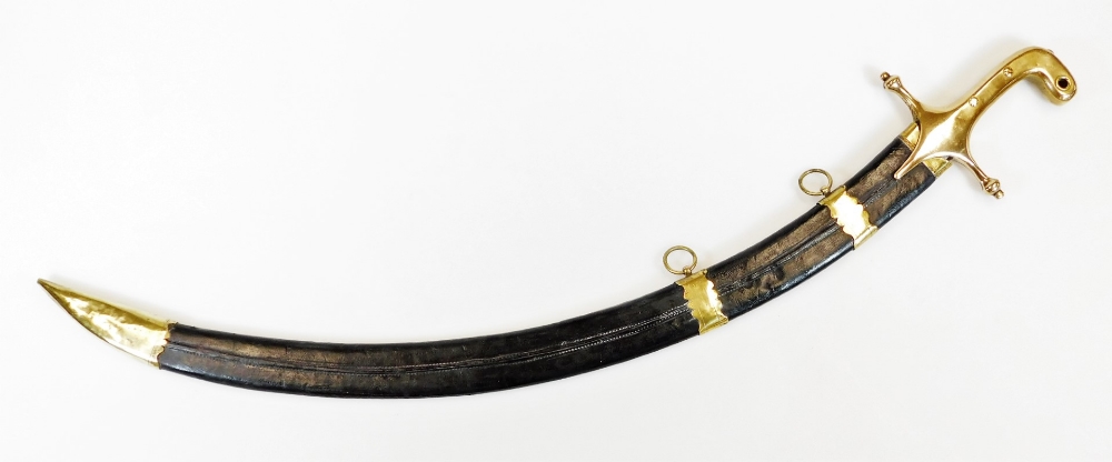 An officer's cavalry sabre sword, with plain curved blade, shaped handle and black leather - Image 5 of 5