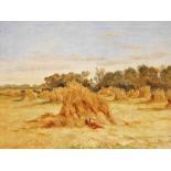 BCM (Late 19thC School). Hayfield, oil on canvas, initialled, 40cm x 50cm, D B Murray label to the