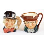 A Royal Doulton large character jug Old Charley, 15cm high, and another the Mad Hatter. (2)