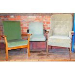 An office chair and two various occasional chairs. The upholstery in this lot does not comply with