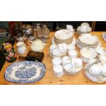 China and collectables, two 19thC tea services, to include one with floral garlands, a transfer