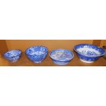 Blue and white ware, Copeland Spode Heal & Son Willow pattern bowl, footed bowl, Abbey bowl and