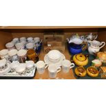 Various Portmeirion and other pottery, transfer printed tankards, to include Wedgwood Centenary