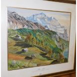 T Macrae (fl. 1976). Wengen, watercolour, signed and dated, titled to the mount, 48cm x 59cm.