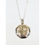 An octagonal pendant, with shaped top, 2cm wide, on slender link necklace.