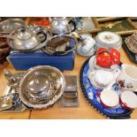 Various china and effects, part services, silver plated ware, tea service to include bullet shaped