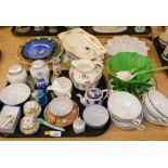 Decorative china and effects, salad bowl and servers, Chinese blue and white vase, various other