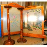 A 20thC smoker's stand, 62cm high, embroidered firescreen and another, etc.