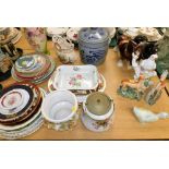 Various pottery and effects, teal Wedgwood ashtray, biscuit barrel, various other pottery and