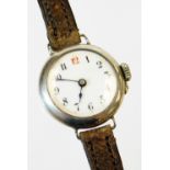 A trench watch, marked 925, Swiss.