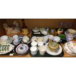 Various pottery and effects, Royal Commemorative ware, cups, toast rack, blue and white ware, Wade