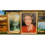 G Fraser 20thC English School. HM Queen Elizabeth II, portrait, oil on canvas, 60cm x 42cm and