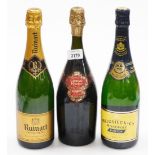 Various alcohol, a bottle of Gosset Grand Reserve 75cl Champagne, Ruinart, and a bottle of