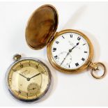 Two pocket watches, comprising a gold plated hunter and a Siro senior jewelled open faced pocket