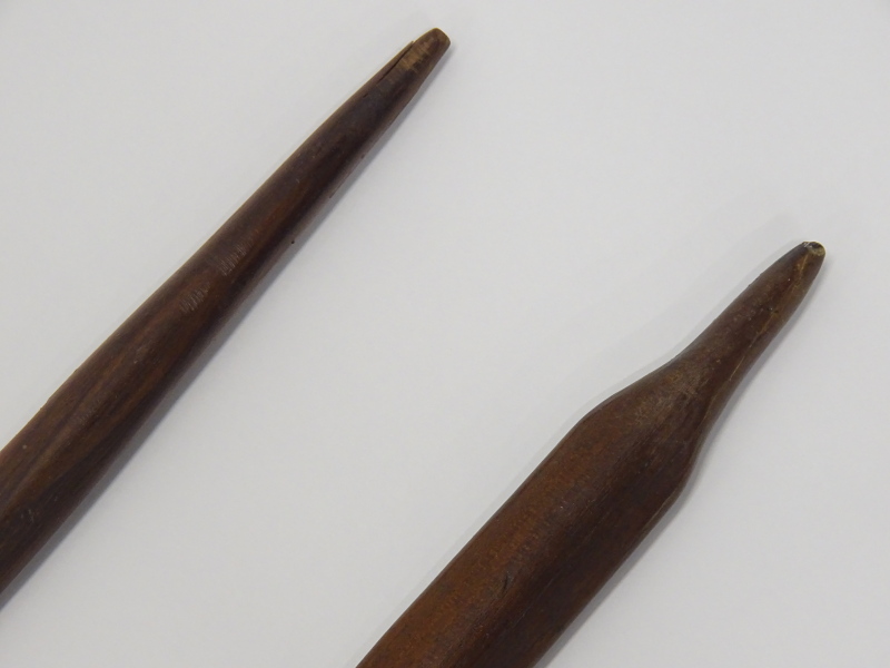 Two Tribal club paddles, one blackened to flat end, possibly South Sea Islands, 148cm x 133cm - Image 3 of 3