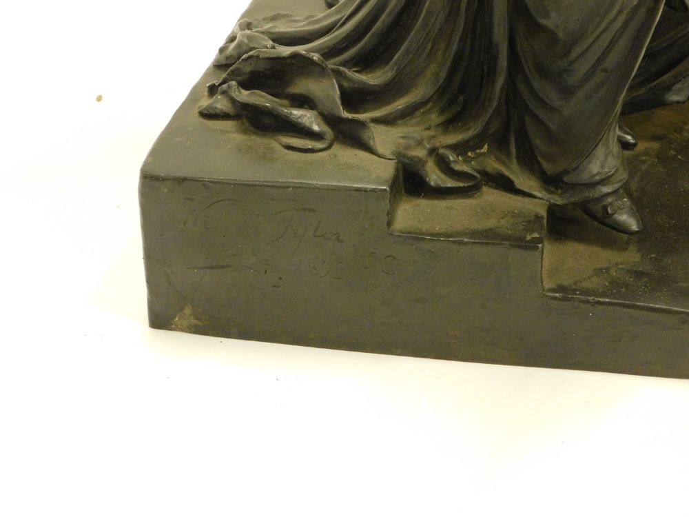 William Henry Tyler. Blind lady in classical dress beside another reading, on a stepped base, - Image 2 of 2