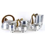 A Picquot ware aluminium tea set, a large kettle and an extra two handled sugar bowl.