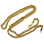 A 9ct gold rope twist necklace, with single clip clasp design, lacking clasp, 41cm long overall, 2.