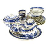 A Booths Real Old Willow pattern part tea and dinner service, to include tureen cover.