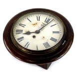 A small George VI station type clock, in mahogany case, impressed mark to reverse and painted to the