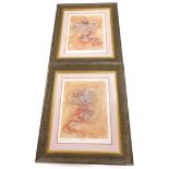 After Joy Kirton Smith. Fire Dance Three and Fire Dance Four, artist signed limited edition
