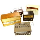 A quantity of vintage radios, to include a Marconi radio with cream case, a HMV clock radio in brown