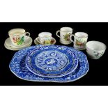 A collection of ceramics, to include an Etruscan pattern blue and white meat dish, various other