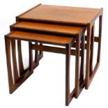 A nest of three G-Plan teak retro tables, 53cm wide.